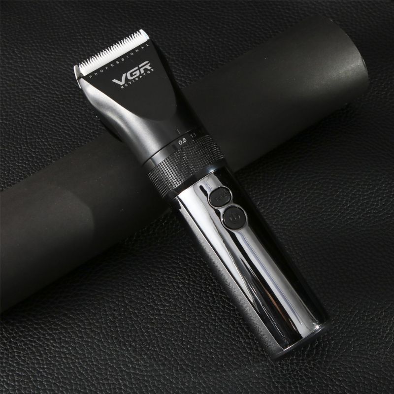 VGR V-049 Tondeuse à Cheveux Professionnelle Rechargeable avec Socle – Affichage LED – Lame Acier Inox et Titanium