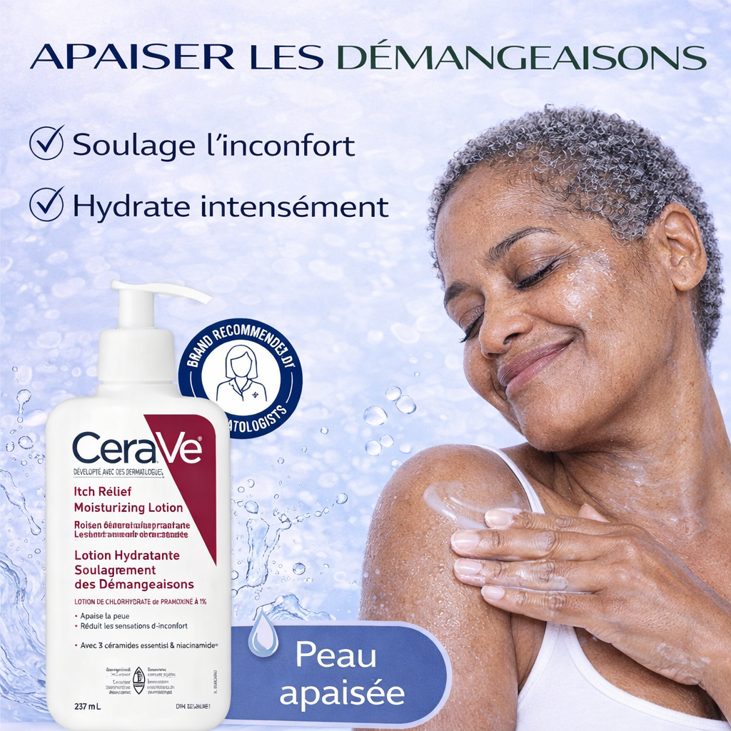 CeraVe Lotion Hydratante Apaisante – Soulagement des Démangeaisons – Peaux Sèches 237ml