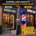 Mini Barber Pole Lumineux LED Rotatif – Enseigne Murale Compacte pour Salon de Coiffure & Barbier
