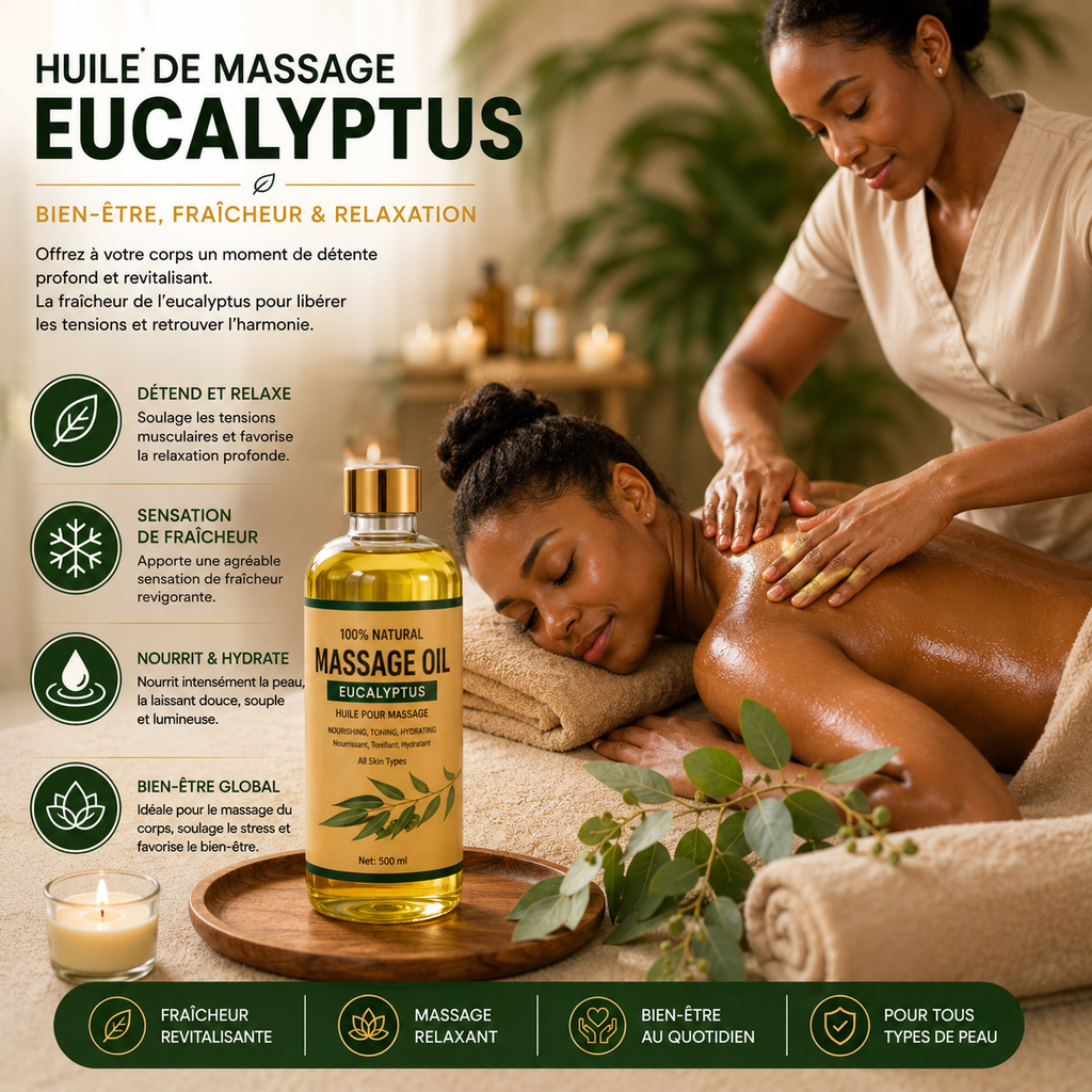 Huile De Massage Eucalyptus - Eucalyptus Massage Oil 500 ml.
