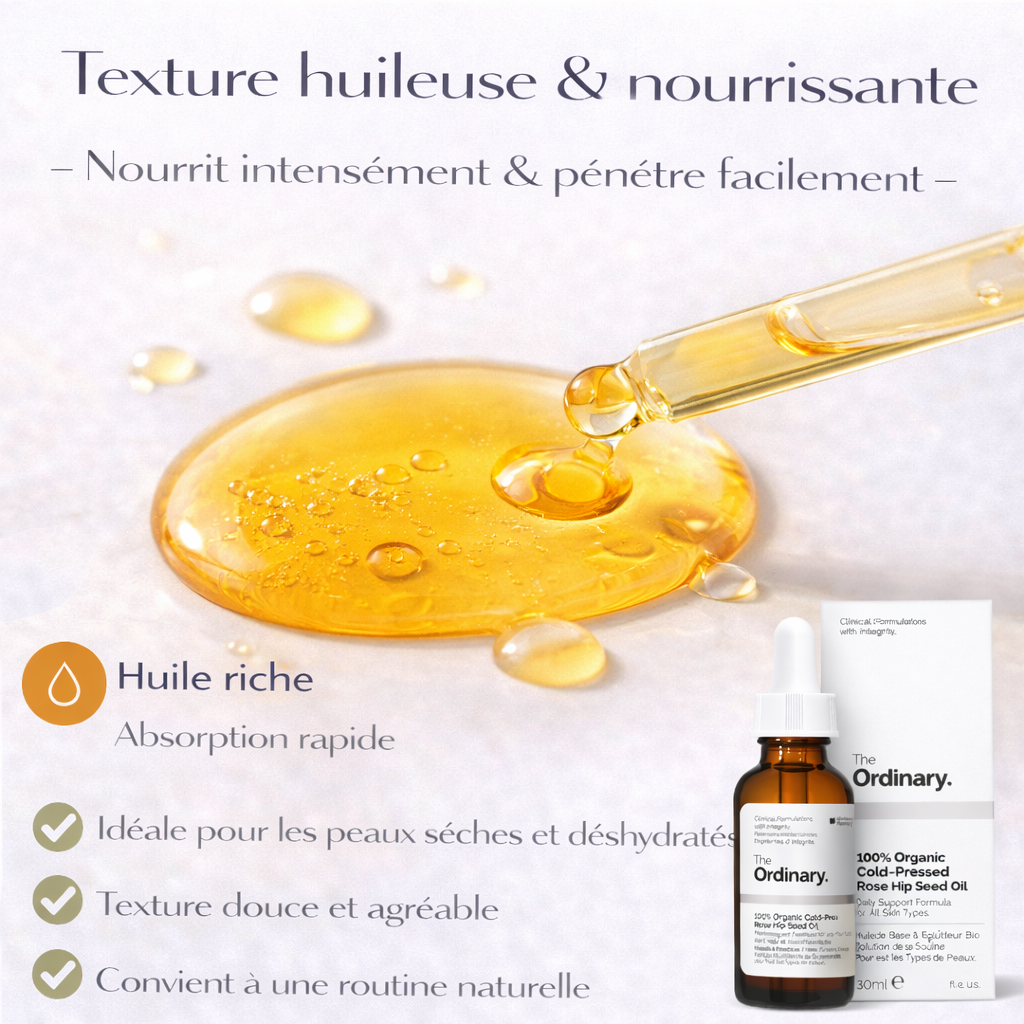 Huile de Rose Musquée The Ordinary – Nourrit, Répare & Illumine la Peau (100% Bio)