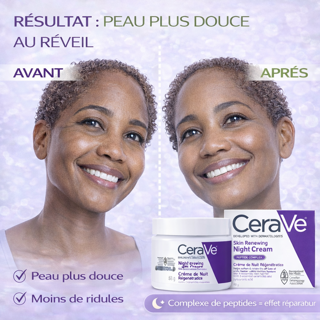 CeraVe Crème de Nuit Régénératrice – Hydratation & Anti-Âge – Peaux Normales à Sèches 35g