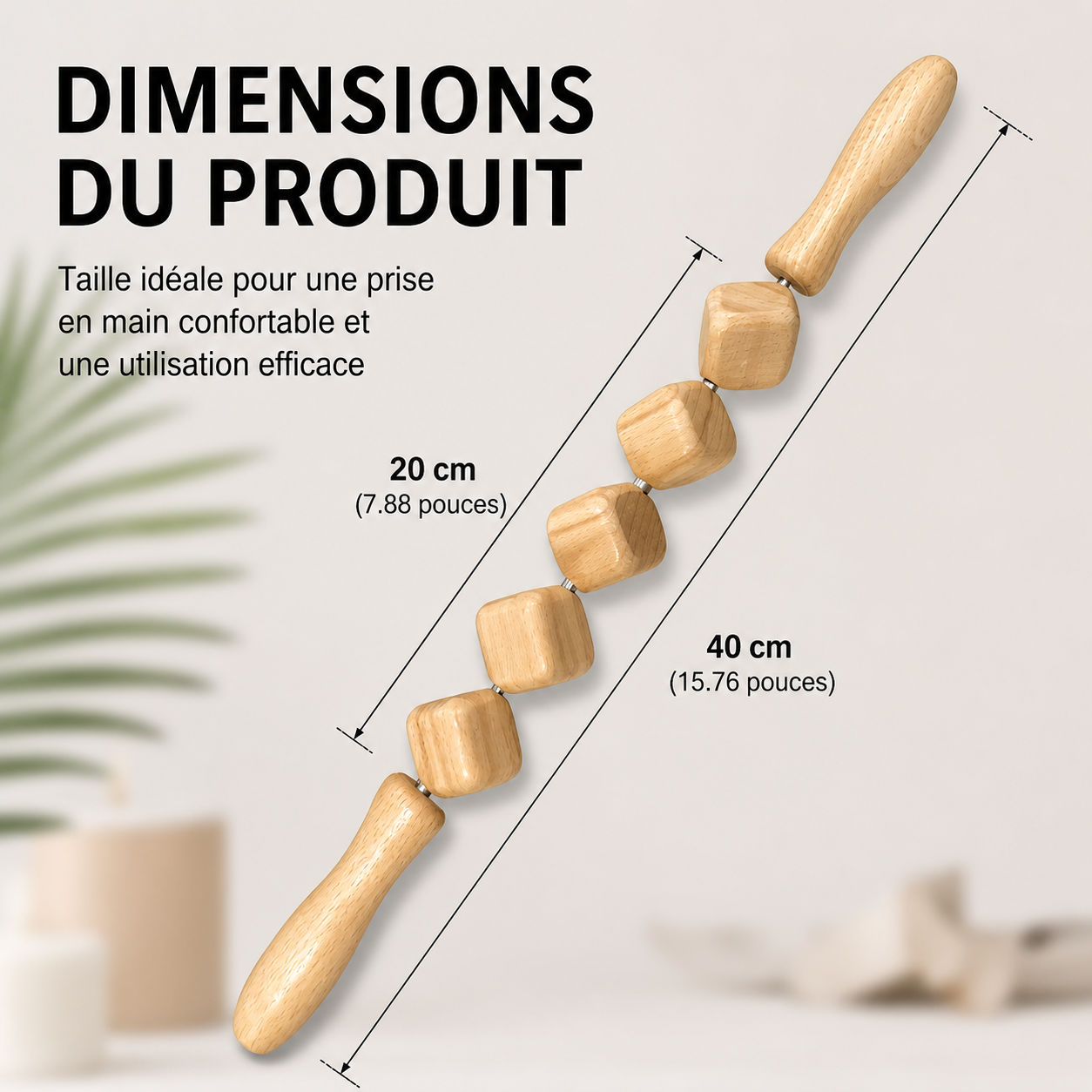 Rouleau de Massage Corps en Bois à Cubes – Drainage & Tonification Intense