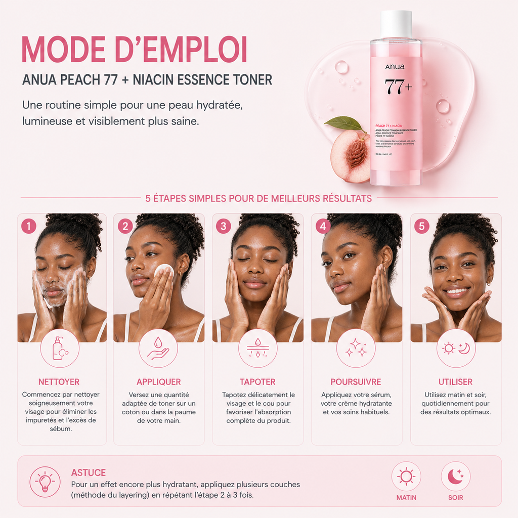 ANUA Peach 77 Niacin Essence Toner – Toner Essence Éclat & Hydratation Intense