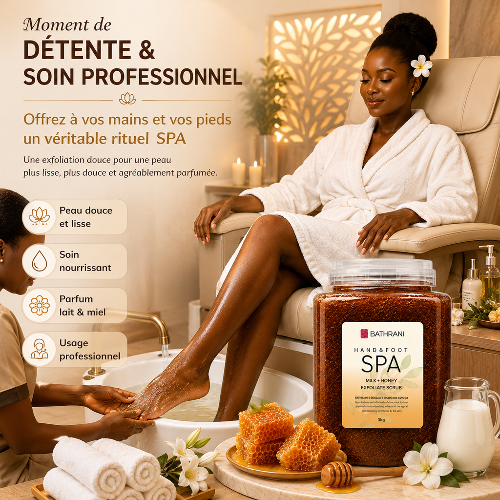Gommage Exfoliant Spa Mains & Pieds Lait & Miel 3KG – Soin Professionnel Nourrissant