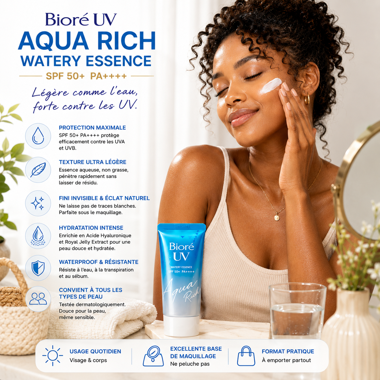 Bioré UV Aqua Rich Watery Essence SPF50+ PA++++ – Protection Solaire Hydratante