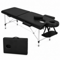 Table de Massage Pliante Professionnelle 2 Zones  – Structure Métal, Portable & Réglable - Avec Sac (Noir)