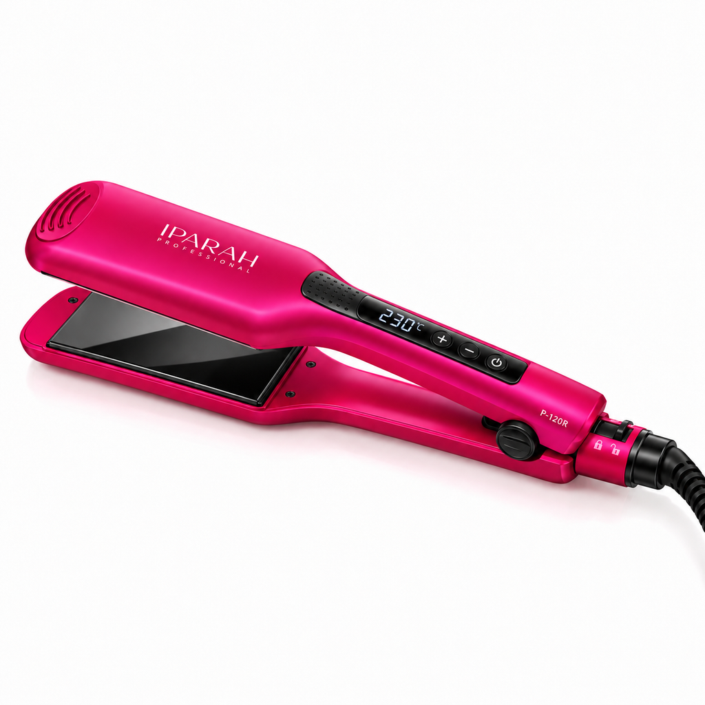 IPARAH P-120R – Lisseur Professionnel à Plaques Extra-Larges 62 mm en Céramique – Écran Digital – Rose Fuchsia