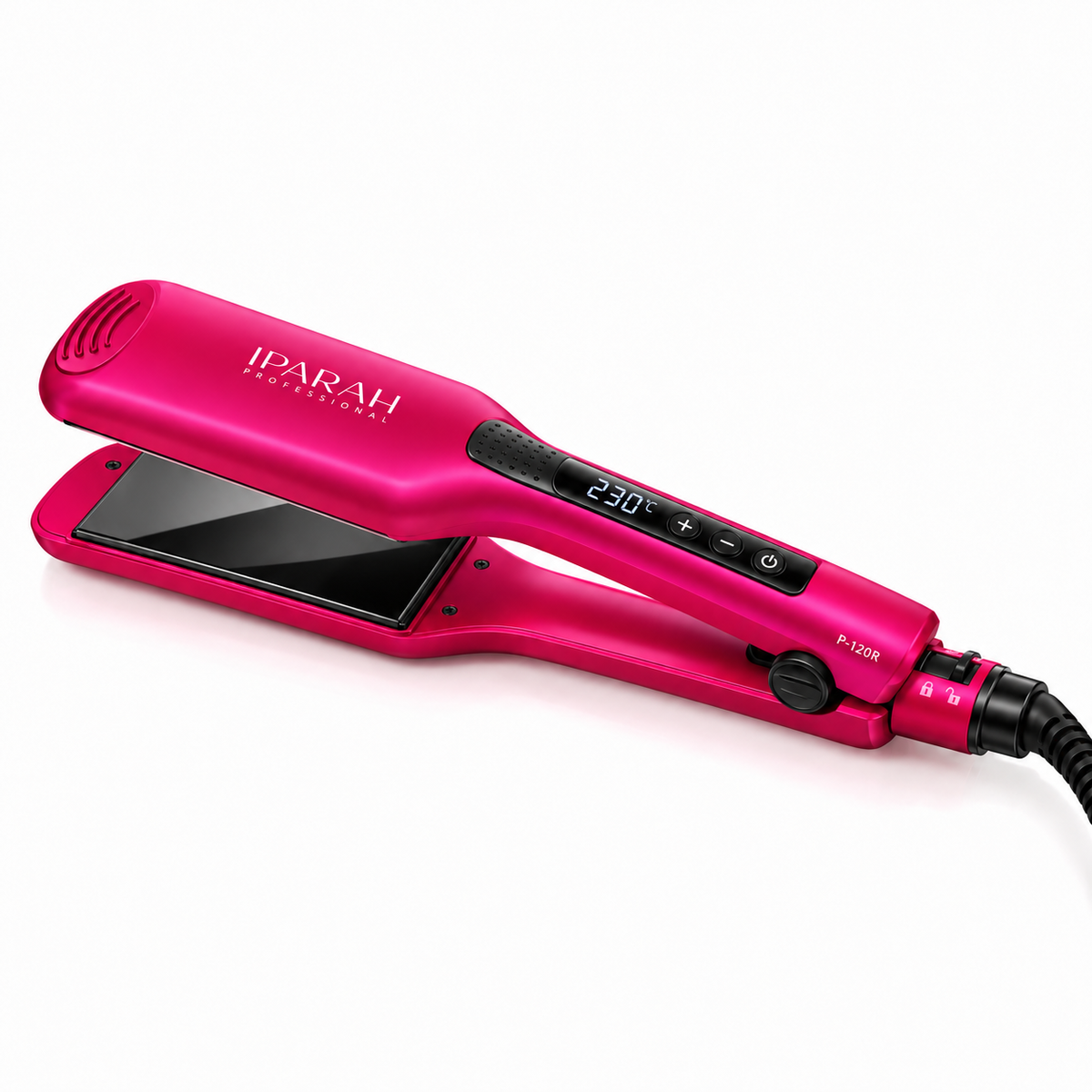 IPARAH P-120R – Lisseur Professionnel à Plaques Extra-Larges 62 mm en Céramique – Écran Digital – Rose Fuchsia
