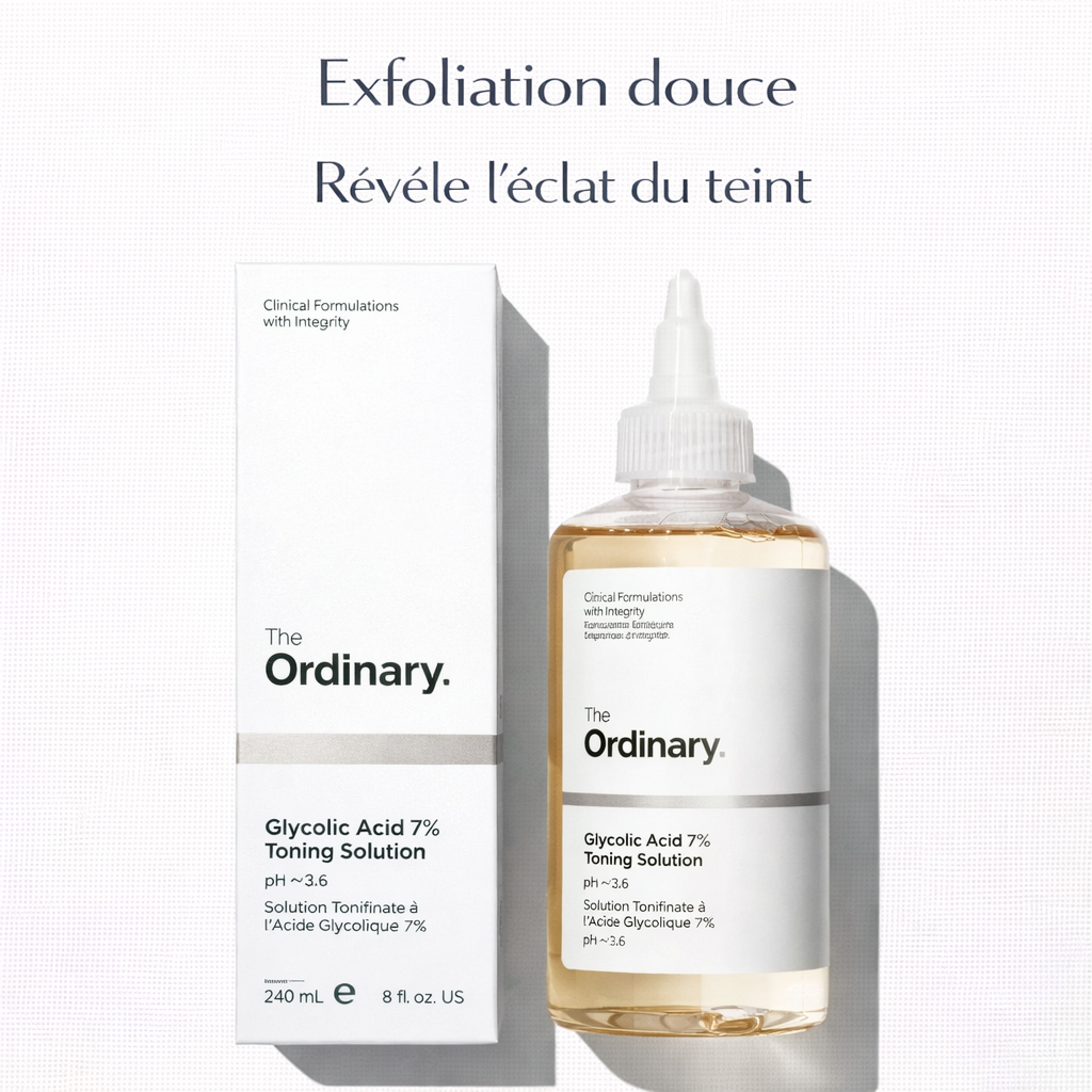 Lotion Tonique Acide Glycolique 7% The Ordinary – Exfolie & Ravive l’Éclat du Teint (240 ml)