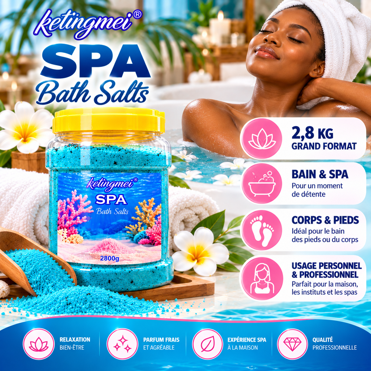 Ketingmei SPA Bath Salts 2,8 kg – Sels de Bain Corps & Pieds Grand Format