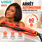 VGR V-523 – Lisseur Professionnel Céramique à Plaques Fines 9 mm, Température Réglable 120–230 °C, Écran LED – Rose Gold