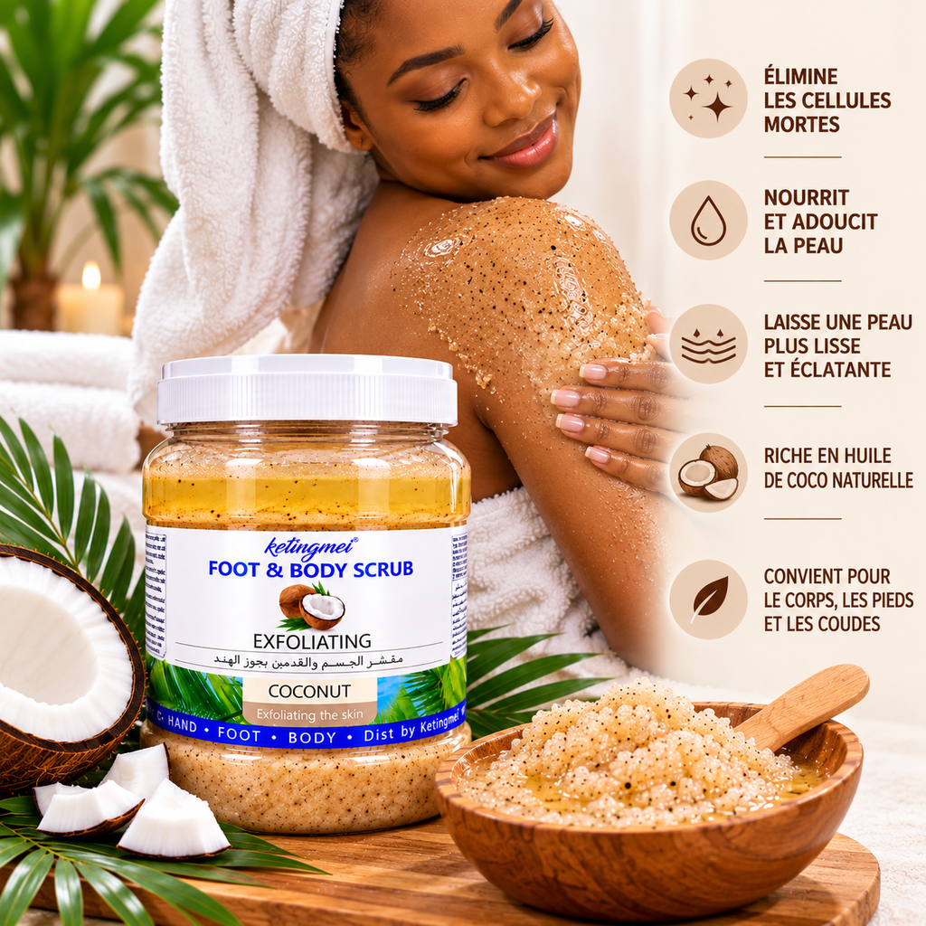 Ketingmei Foot & Body Scrub Coconut – Gommage Exfoliant Coco Corps, Pieds & Mains