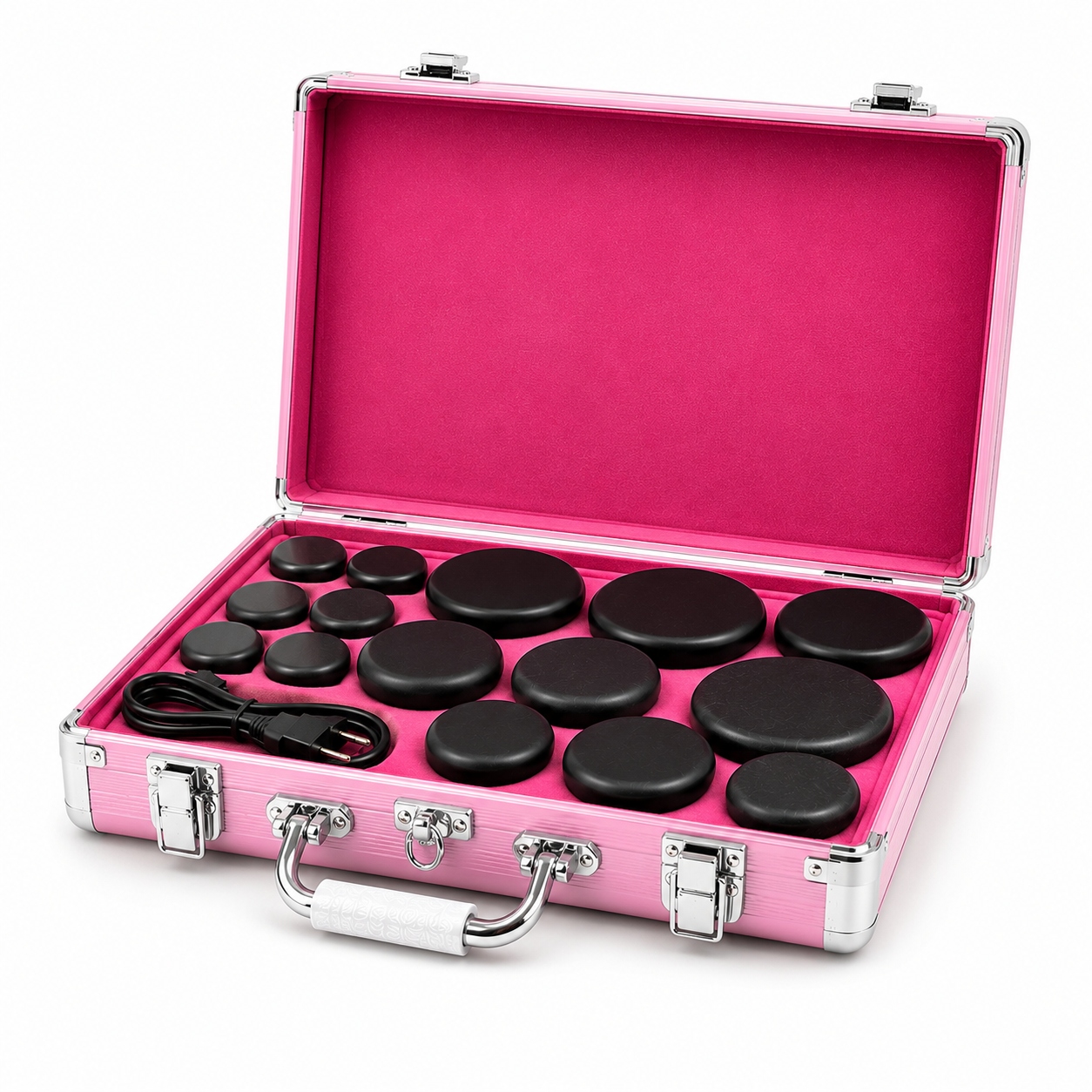 Kit de 16 Pierres Chaudes avec Valise Chauffante Électrique – Massage Spa