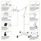 Lampe Loupe LED Professionnelle sur Pied à Roulettes – Grossissement jusqu’à 10X pour Esthétique et Soins
