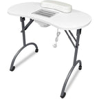 Table De Manucure Professionnelle Pliante Avec Aspirateur À Ongles Intégré, Repose-Mains, Roulettes Et Sac De Transport