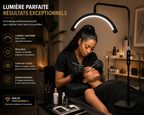 Lampe LED Demi-Lune sur Pied pour Esthéticienne – Éclairage Réglable Professionnel Lash & Beauté