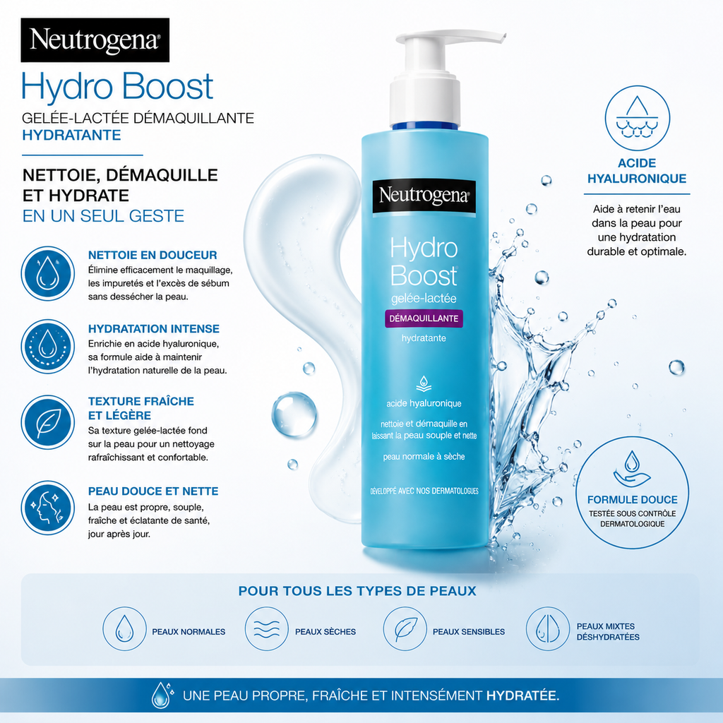 Neutrogena Hydro Boost Gelée-Lactée Démaquillante Hydratante 200ml
