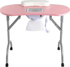 Table De Manucure Professionnelle Pliante Avec Aspirateur À Ongles Intégré, Repose-Mains, Roulettes Et Sac De Transport