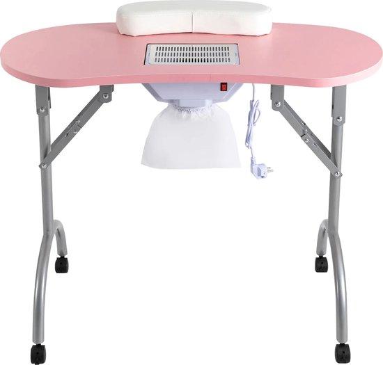 Table De Manucure Professionnelle Pliante Avec Aspirateur À Ongles Intégré, Repose-Mains, Roulettes Et Sac De Transport
