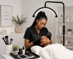 Lampe LED Demi-Lune sur Pied pour Esthéticienne – Éclairage Réglable Professionnel Lash & Beauté