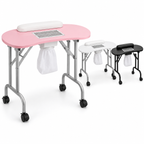 Table De Manucure Professionnelle Pliante Avec Aspirateur À Ongles Intégré, Repose-Mains, Roulettes Et Sac De Transport