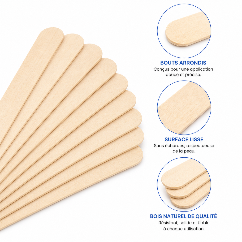 Spatules en Bois Jetables pour Épilation – 100 Pièces | Bâtonnets de Cire Professionnels