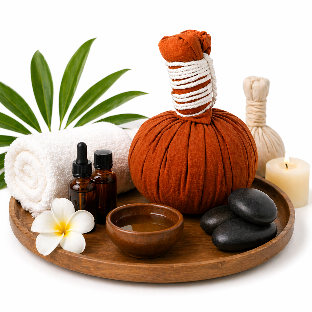 Balle de Massage aux Herbes Thaïlandaise 200g – Rituel Spa Relaxant & Chauffant Corps