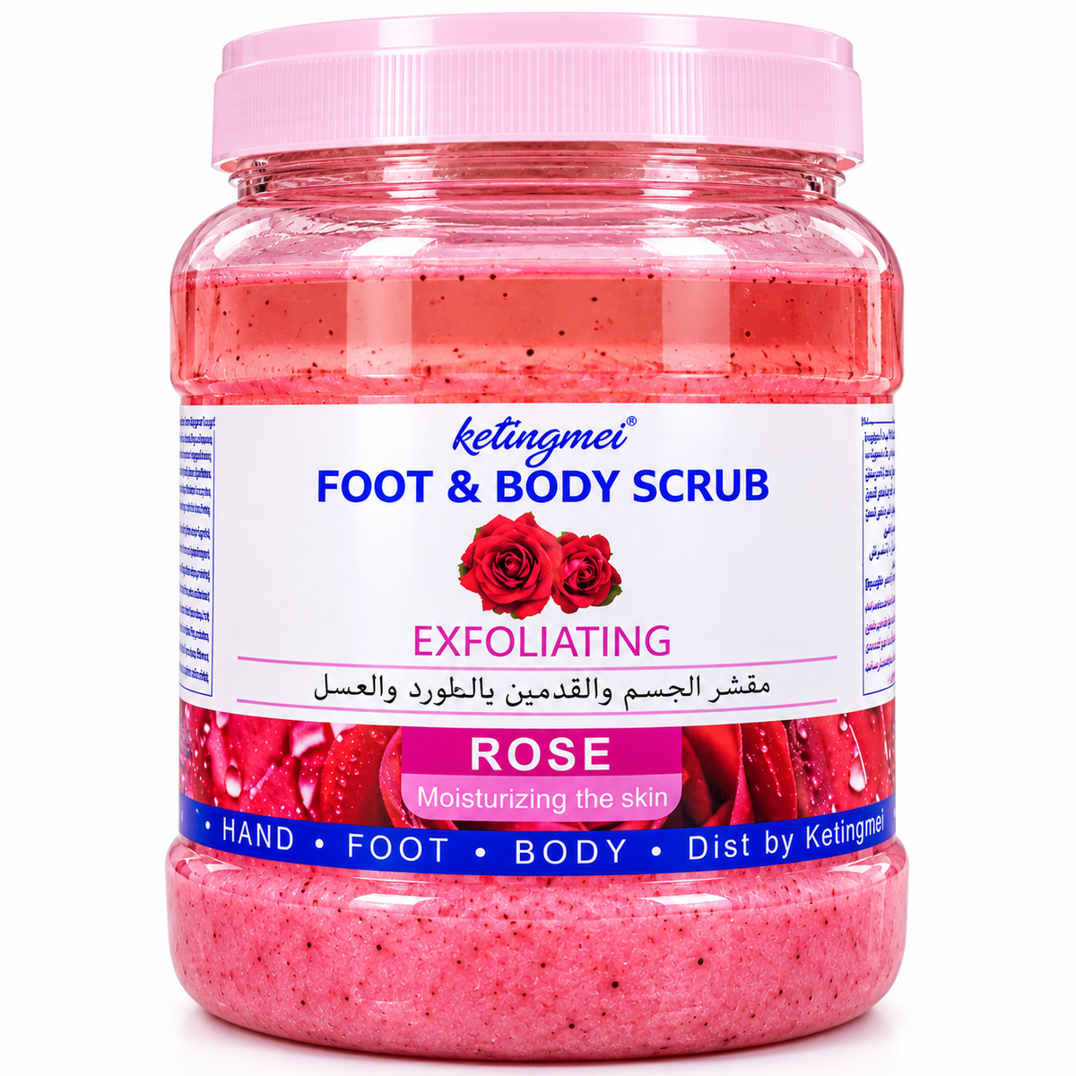 Ketingmei Foot & Body Scrub Rose – Gommage Exfoliant Corps, Pieds & Mains