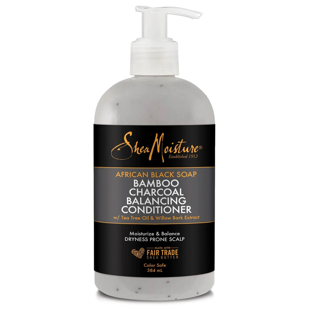 Shea Moisture - African Black Soap Bamboo Charcoal Deep Balancing Conditioner - Après-shampoing - Revitalisant équilibrant au savon noir africain et au charbon de bambou - 384 ml