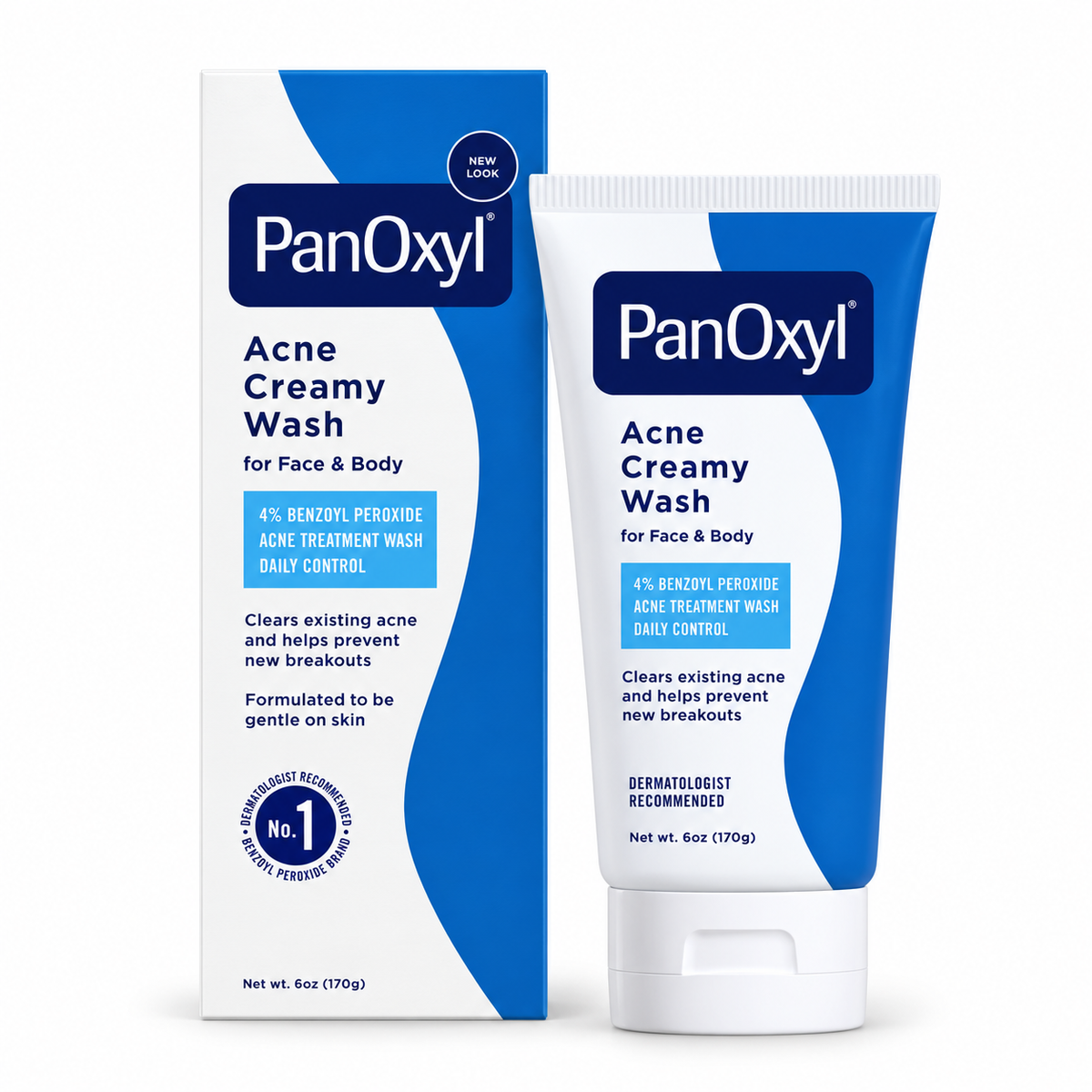 PanOxyl Acne Creamy Wash 4 % – Nettoyant Crémeux Anti-Imperfections Visage & Corps – 170 g