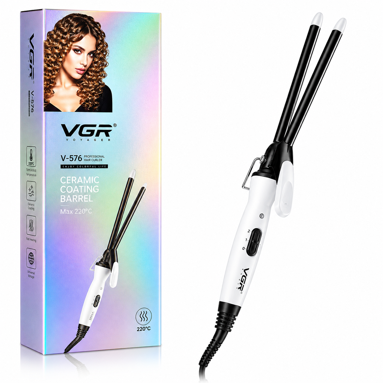 Fer à Friser & Boucler Professionnel VGR V-576 – Boucles Serrées Définies & Effet Wavy Longue Tenue