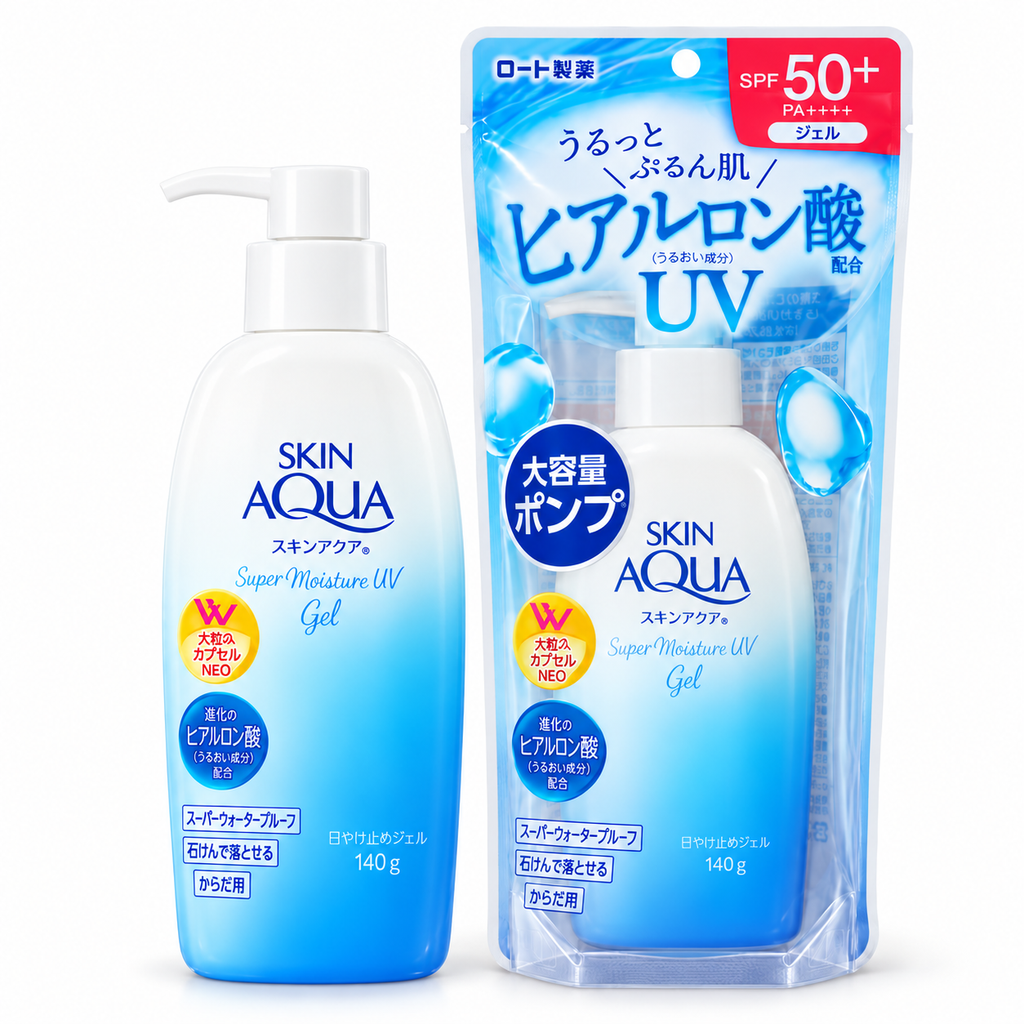 Skin Aqua Super Moisture UV Gel SPF50+ PA++++ – Gel Solaire Hydratant Visage & Corps 140 g