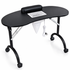 Table De Manucure Professionnelle Pliante Avec Aspirateur À Ongles Intégré, Repose-Mains, Roulettes Et Sac De Transport