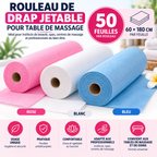 Rouleau Drap Jetable Table de Massage 50 Feuilles 60 x 180 cm - Rose Blanc Bleu