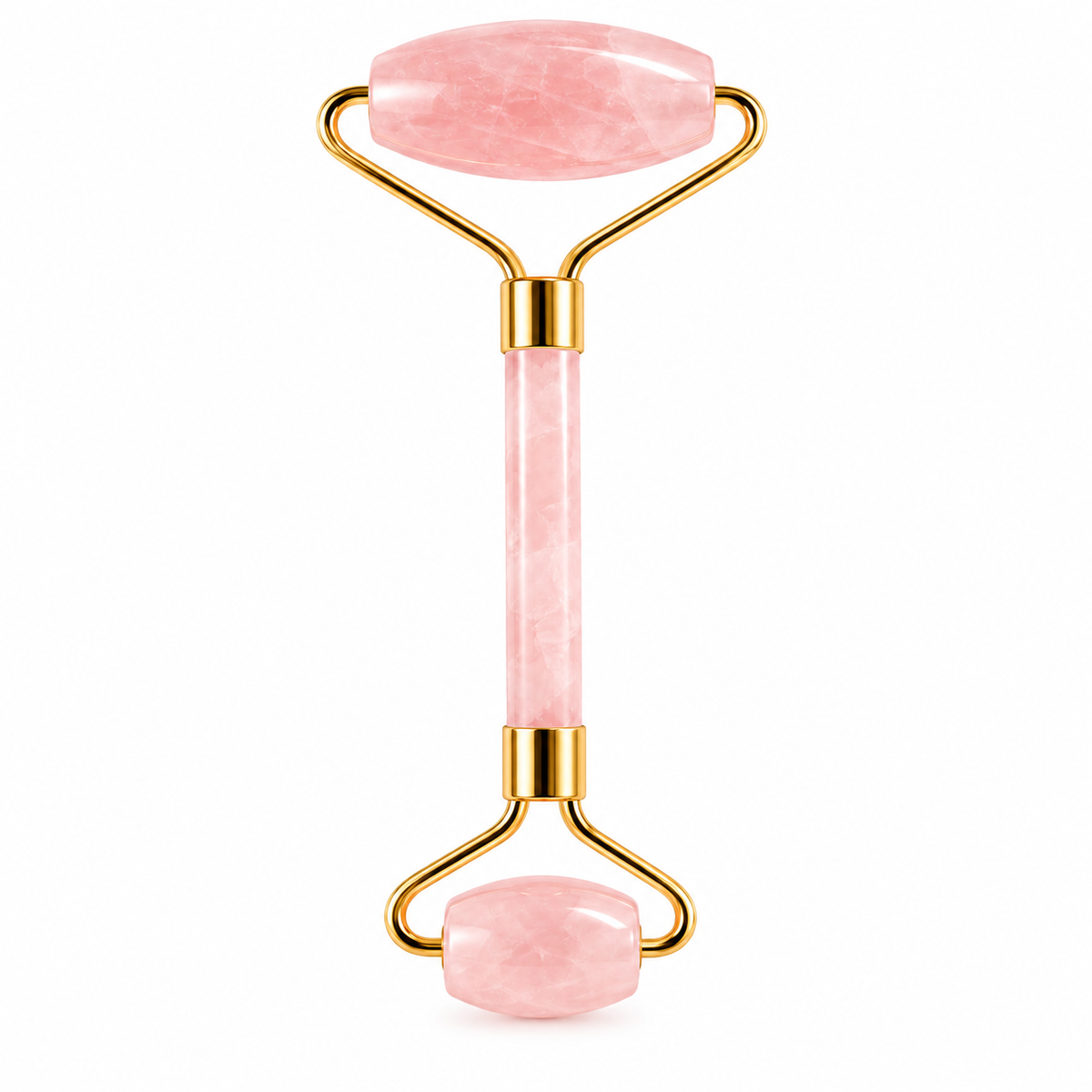 Roller Visage Double Embout en Quartz Rose – Rouleau de Massage Facial