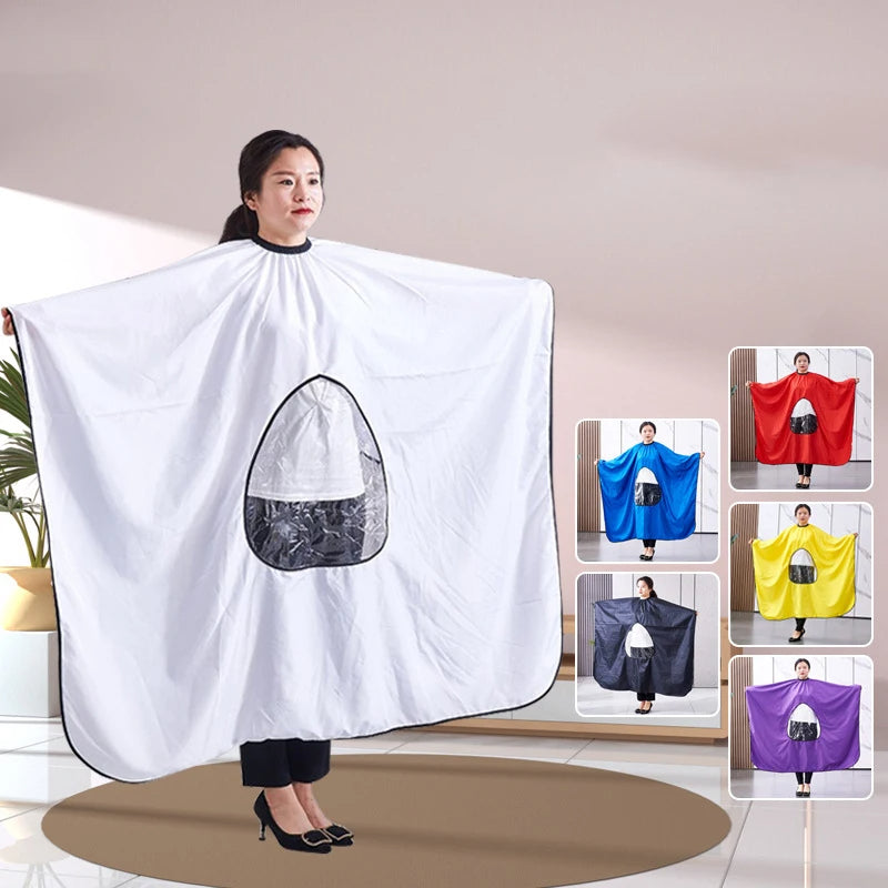 Cape de Coiffeur Professionnelle Imperméable avec Fenêtre de Visualisation pour Téléphone
