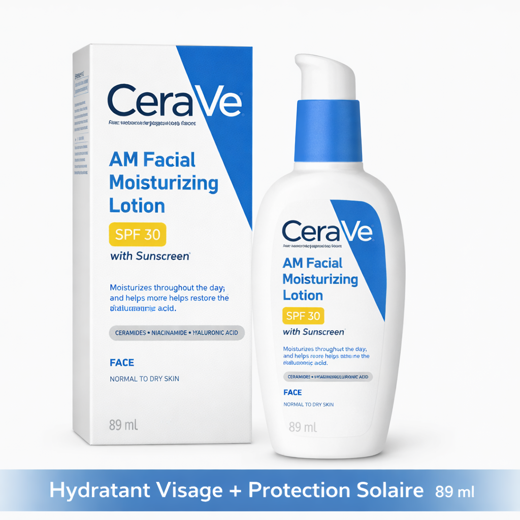 CeraVe AM Facial Moisturizing Lotion SPF 30 – Hydratant Visage avec Protection Solaire – 89ml