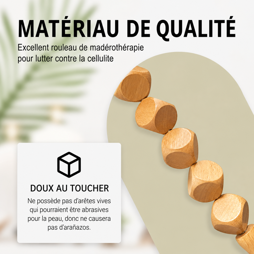 Rouleau de Massage Corps en Bois à Cubes – Drainage & Tonification Intense