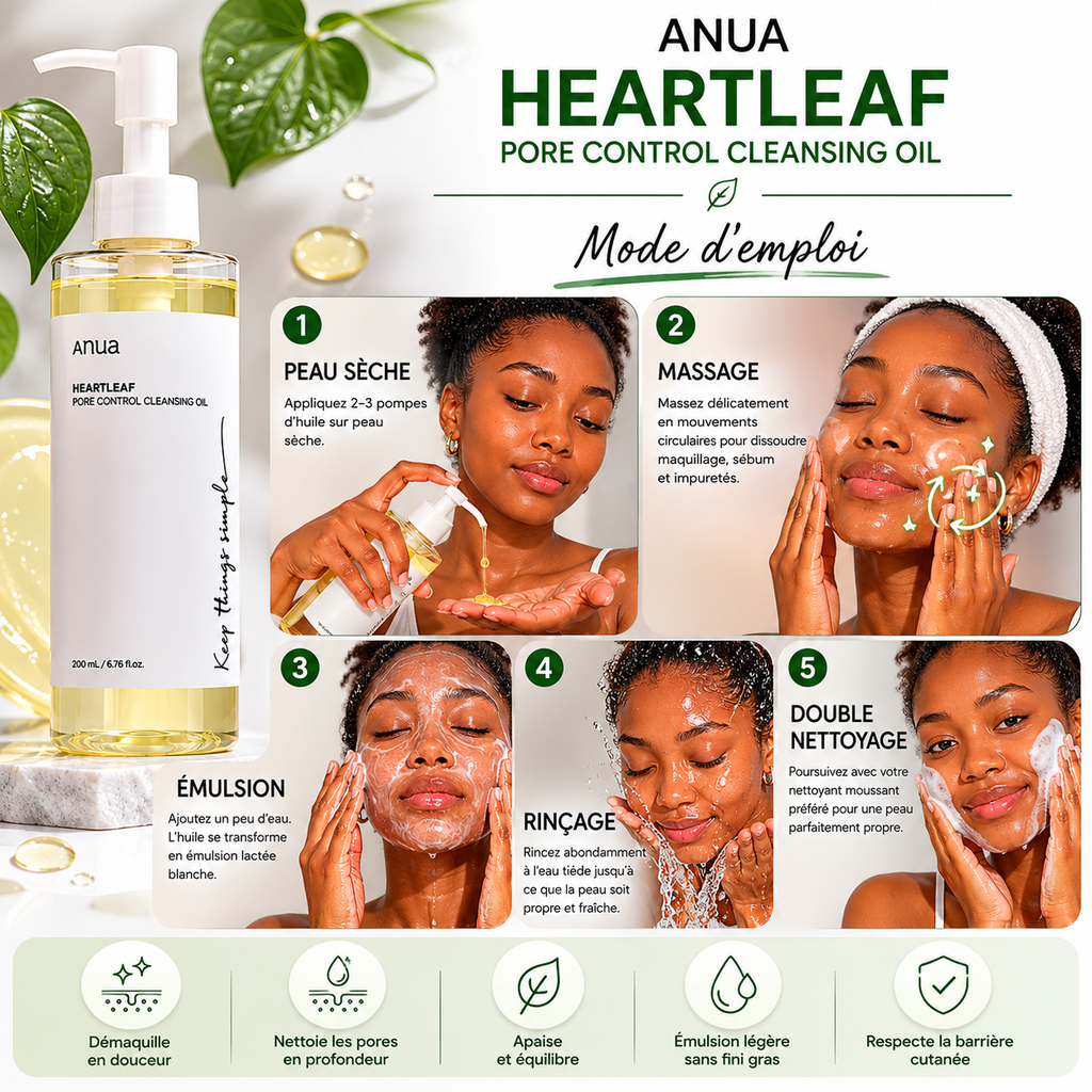 ANUA Heartleaf Pore Control Cleansing Oil – Huile Démaquillante Apaisante – 200ml