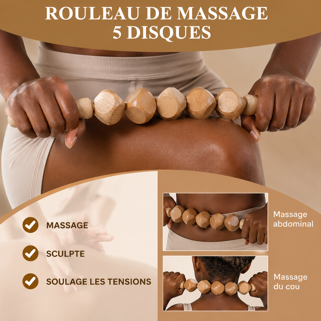 Kit De Madérothérapie 6 Pièces – Outils De Massage En Bois Naturel Pour Corps, Drainage & Relaxation