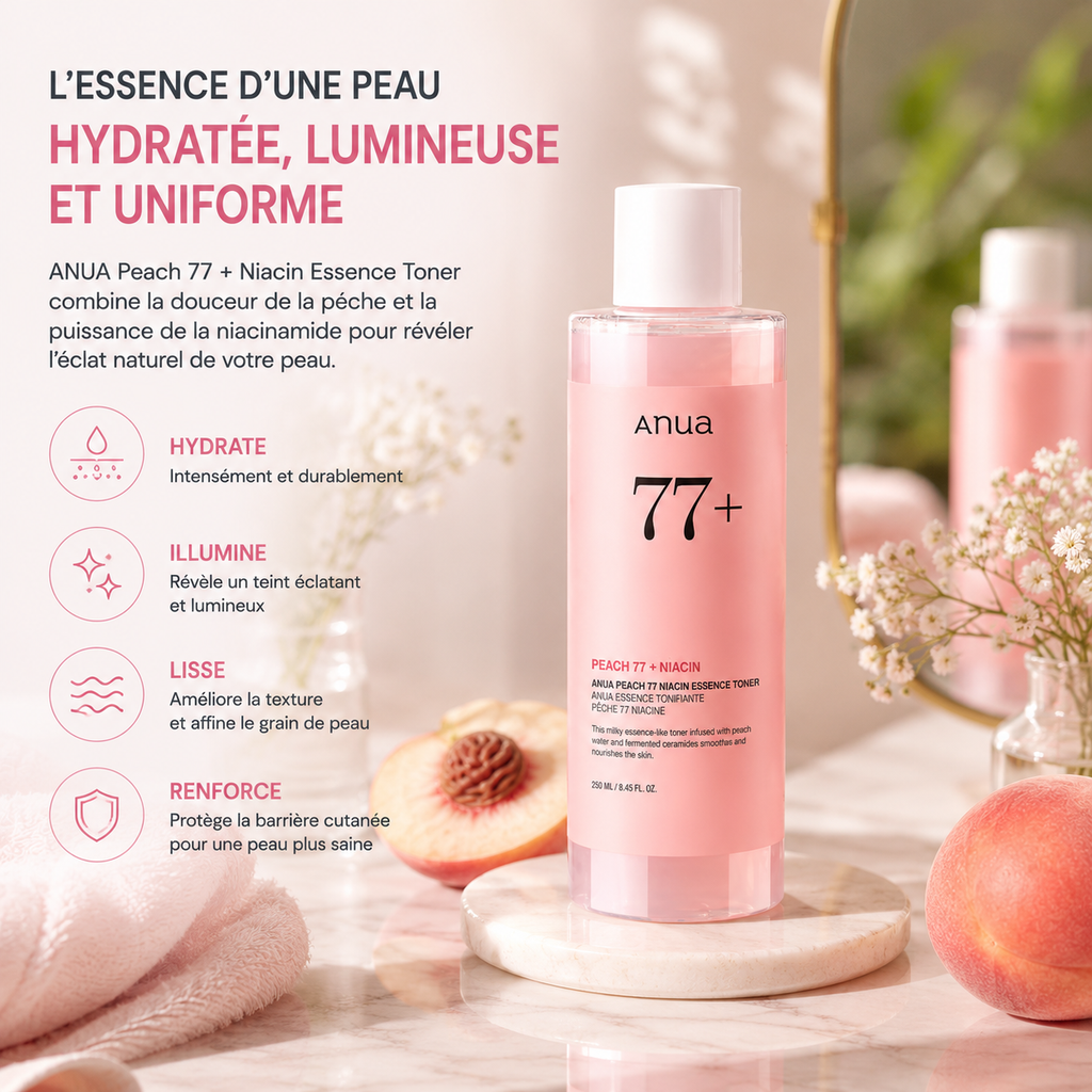 ANUA Peach 77 Niacin Essence Toner – Toner Essence Éclat & Hydratation Intense