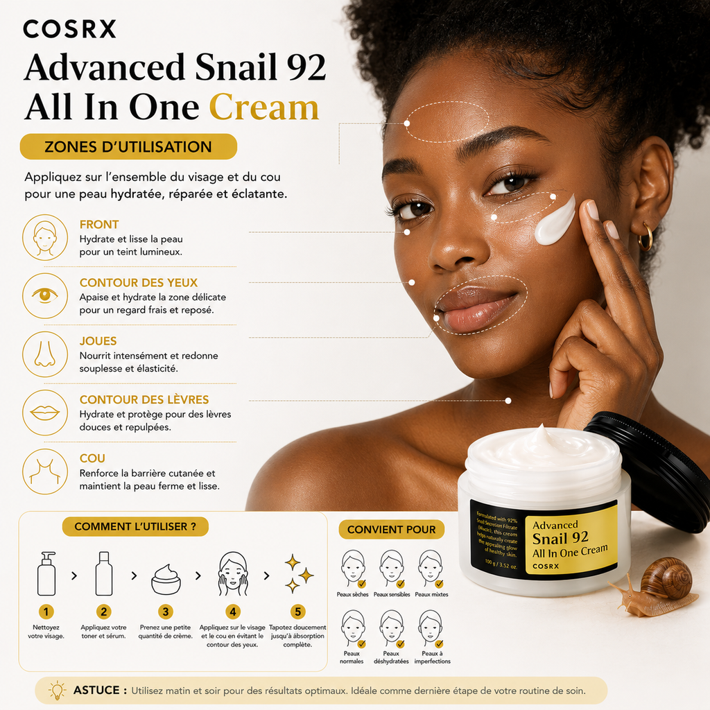 COSRX Advanced Snail 92 All In One Cream – Crème Réparatrice 100g