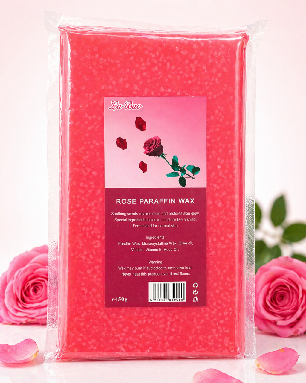 Paraffine WAX Cosmétique Rose 450g – Soin Hydratant Mains & Pieds Spa