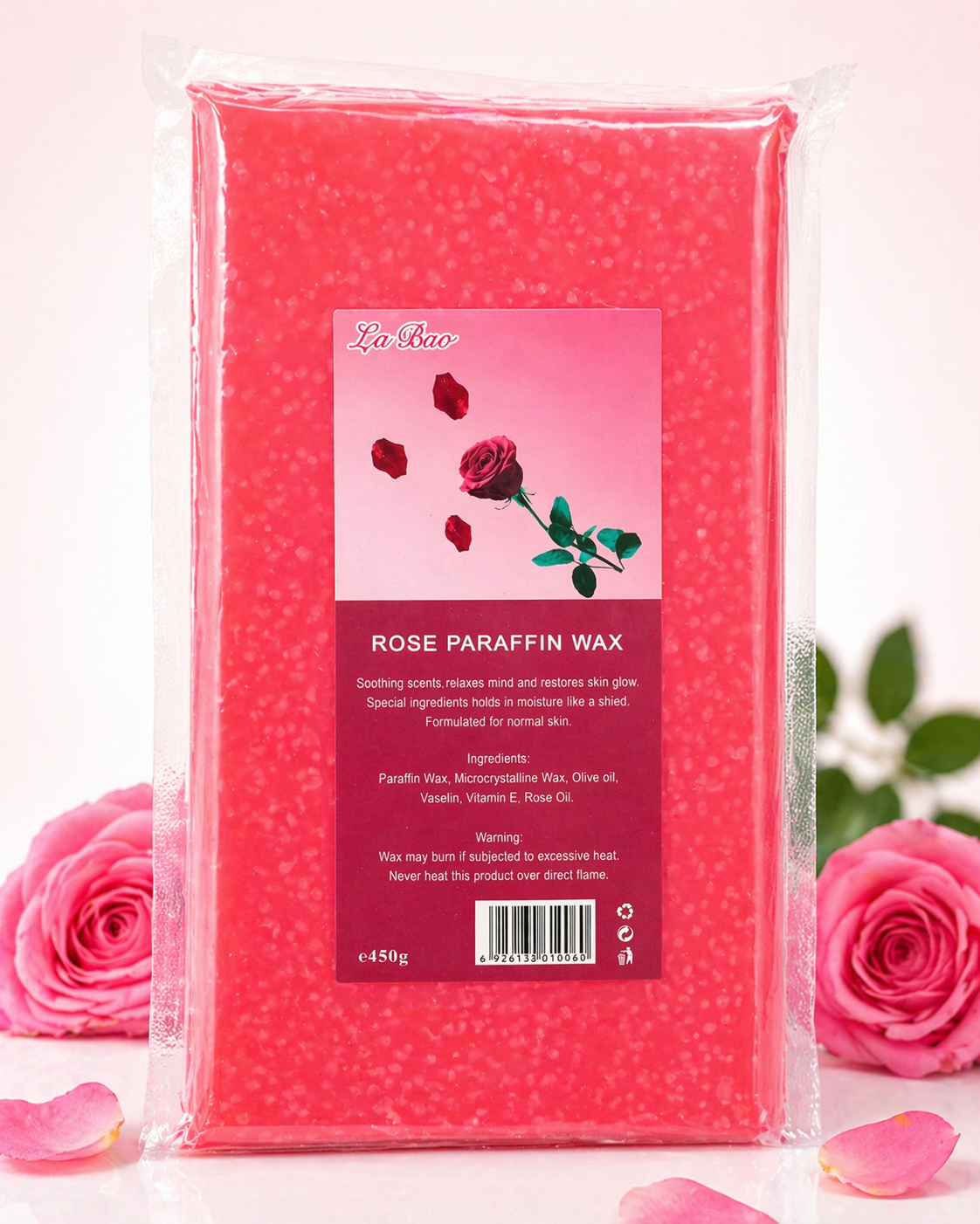 Paraffine WAX Cosmétique Rose 450g – Soin Hydratant Mains & Pieds Spa