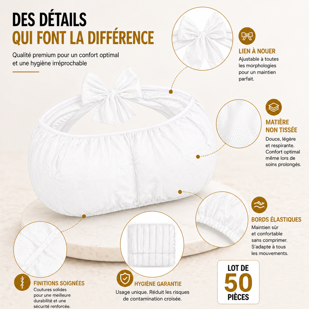Lot de 50 Soutiens-Gorge Jetables Blancs – Non Tissé, Usage Unique, Spa & Institut Beauté