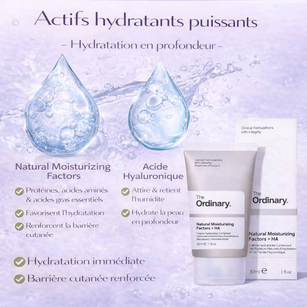 Crème Hydratante The Ordinary – Hydratation Essentielle & Confort Peau (Natural Moisturizing Factors + HA)