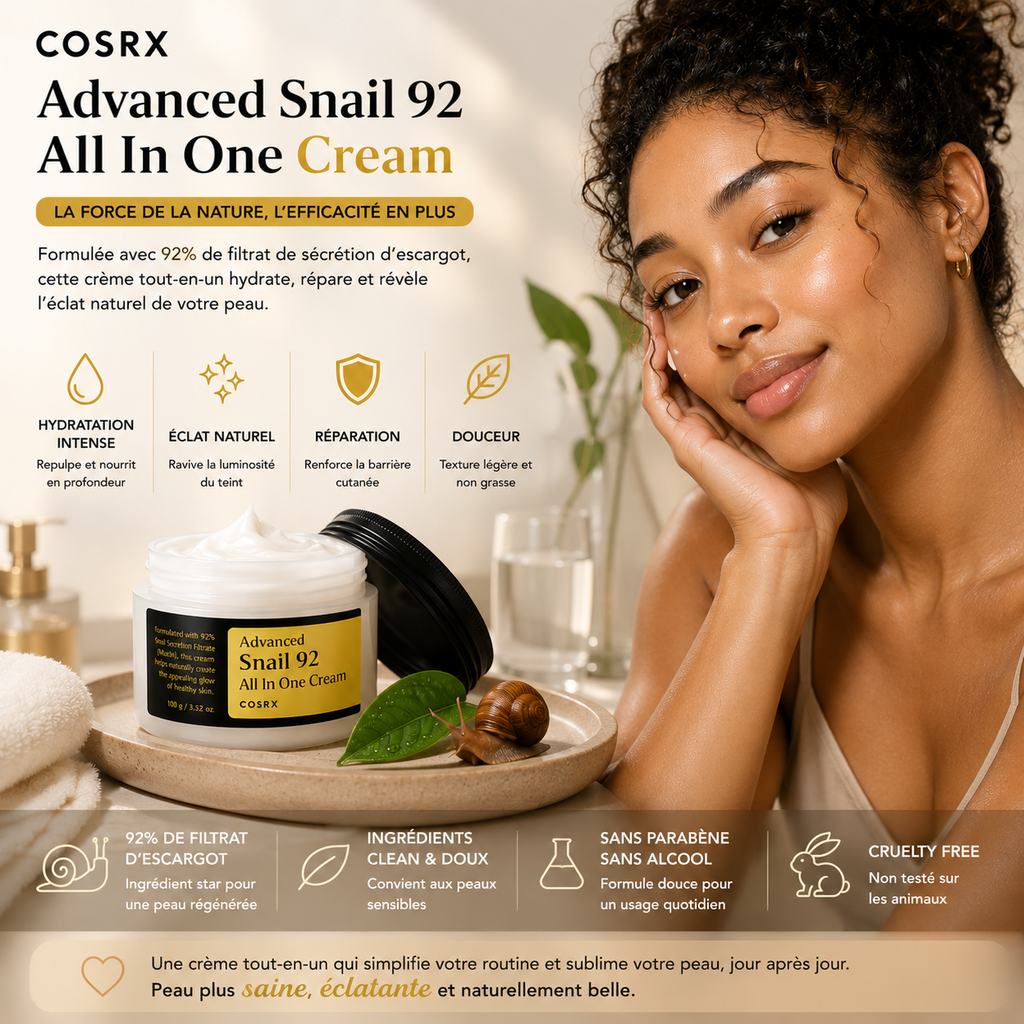 COSRX Advanced Snail 92 All In One Cream – Crème Réparatrice 100g