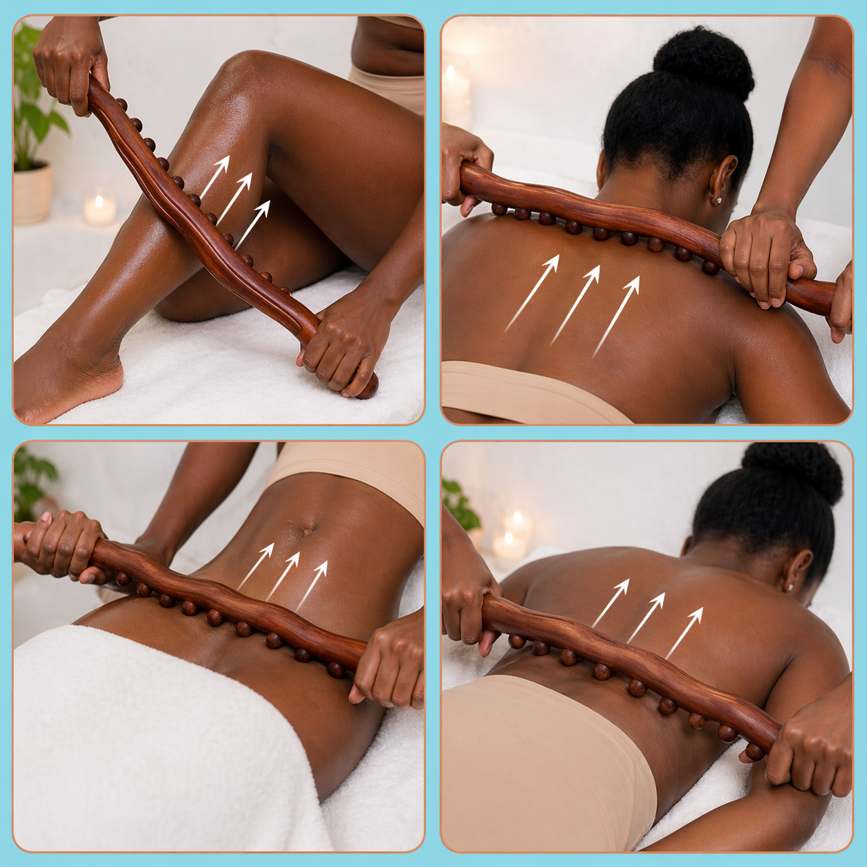 Bâton de Massage en Bois Thérapie – Rouleau Manuel Drainage Lymphatique & Anti-Tensions – Outil Maderothérapie Corps