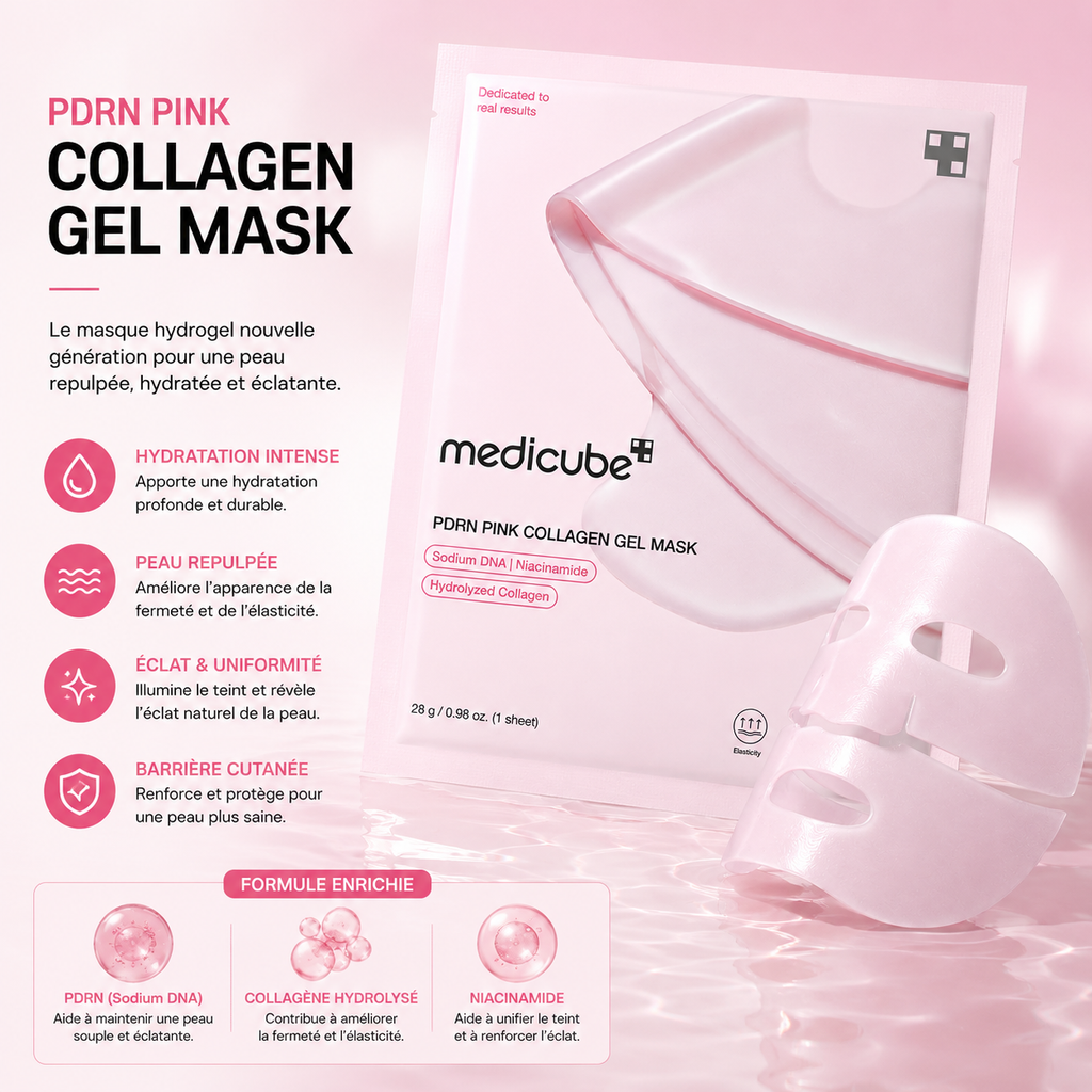 Medicube PDRN Pink Collagen Gel Mask – Masque Hydrogel Au PDRN Et Collagène Pour Une Peau Hydratée, Repulpée Et Lumineuse